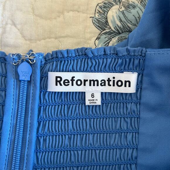 NWT Reformation Womens Blue Azure Michaela Short Mini Babydoll Dress SZ 6 - Picture 12 of 16